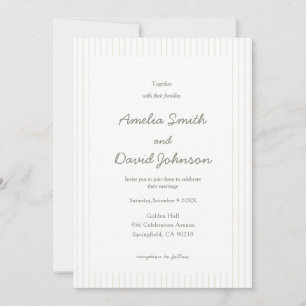 Invitación de Boda Verde con Raya Minimalista Chic