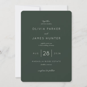 Invitación de boda verde elegante