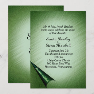 Invitación de boda verde esmeralda