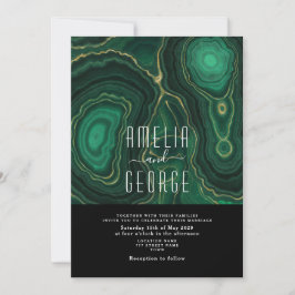Invitación de boda verde esmeralda oscuro