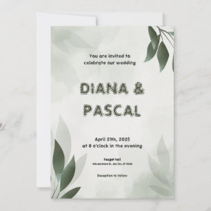 Invitación de boda verde femenina