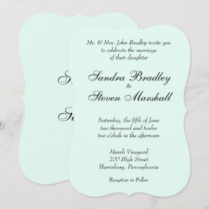 Invitación de boda verde menta