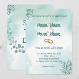 Invitación de boda verde oliva