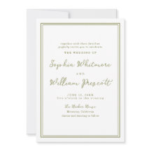 Invitación de boda verde oliva terroso moderno