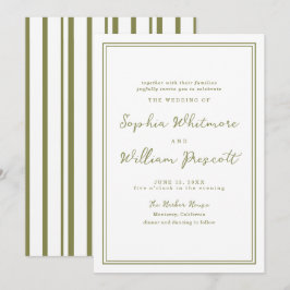 Invitación de boda verde oliva terroso moderno