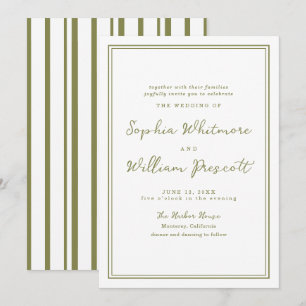 Invitación de boda verde oliva terroso moderno