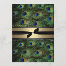Invitación de boda verde pavo real y dorado