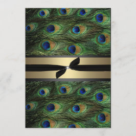 Invitación de boda verde pavo real y dorado