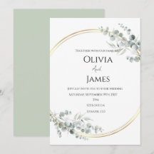 Invitación de boda verde salvia