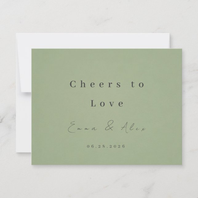 Invitación de boda verde salvia (Anverso)