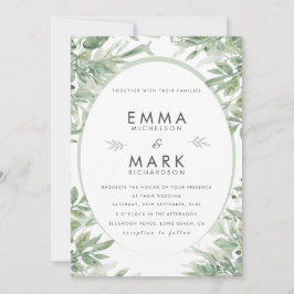 Invitación de boda verde salvia | Botánico elegant