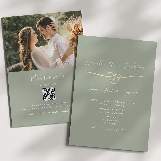 Invitación de Boda Verde Salvia Código QR RSVP (Subido por el creador)