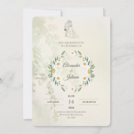 Invitación de boda verde salvia | Elegante moderno