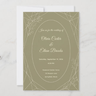Invitación de boda verde salvia minimalista