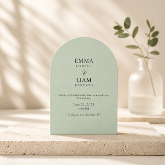 Invitación de Boda Verde Salvia Minimalista Elegan