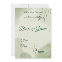 Invitación de boda verde salvia, N botánico elegan