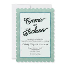Invitación de boda verde, simple y moderna
