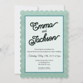 Invitación de boda verde, simple y moderna