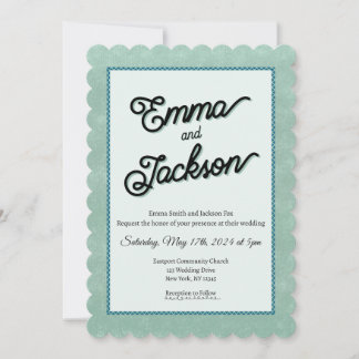 Invitación de boda verde, simple y moderna