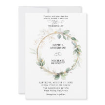 Invitación de boda Verde y Dorado
