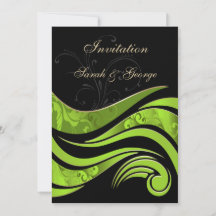 invitación de boda verde y negro