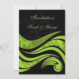 invitación de boda verde y negro
