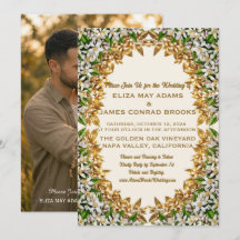 Invitación de boda vertical con foto Florida Orang