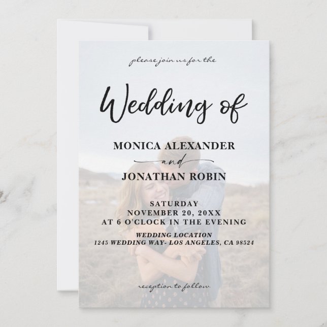 Invitación de boda vertical de foto moderna 2 (Anverso)