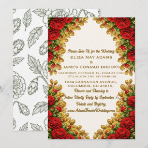 Invitación de boda vertical Ohio Red Carnation