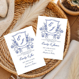 invitación de boda victoriana con cresta floral az