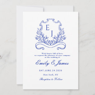 invitación de boda victoriana con cresta floral az