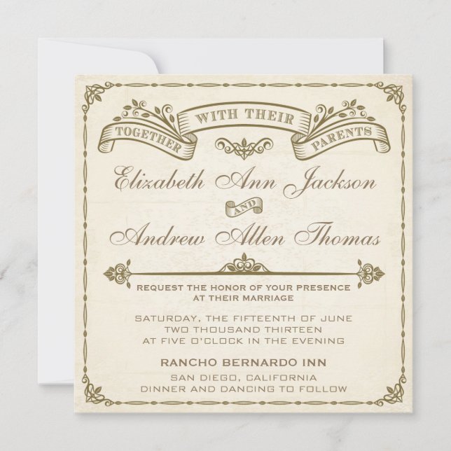 Invitación de boda vintage (Anverso)