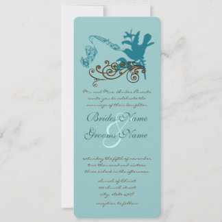 Invitación de Boda Vintage Aqua Love Bird