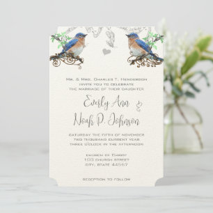 Invitación de Boda Vintage Bluebirds #2
