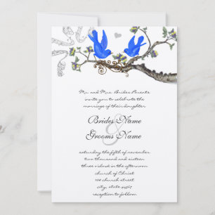 Invitación de boda Vintage Bluebirds Amarillo y Pú