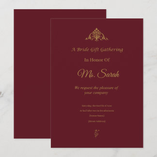 Invitación de Boda Vintage Borgoña Dorado