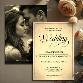 Invitación de boda vintage cinematográfica 