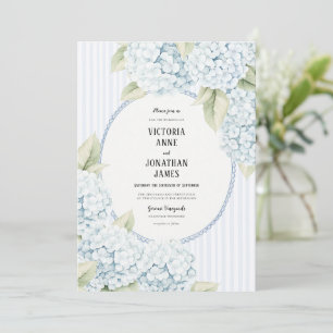 Invitación de boda vintage con raya de hortensia a