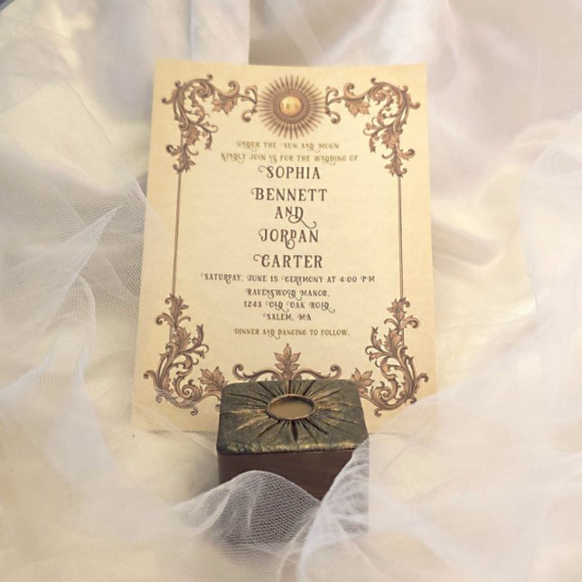Invitación de Boda Vintage con Tema de Sol (Subido por el creador)