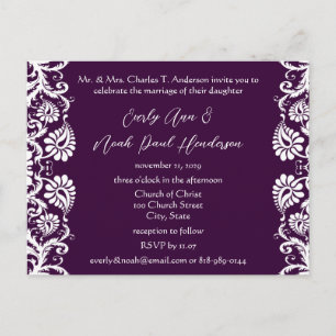 Invitación de boda vintage cristiana de damasco pú