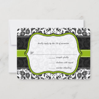 Invitación de boda vintage damasco verde manzana n