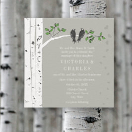 Invitación de boda vintage de abedul con nube plat