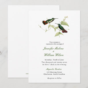 Invitación de boda vintage de colibrí