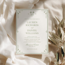 Invitación de boda vintage de jardín en verde salv