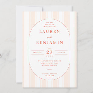 Invitación de boda vintage de melocotón elegante
