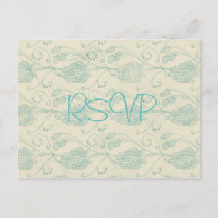 Invitación de boda vintage de paisley con RSVP y f