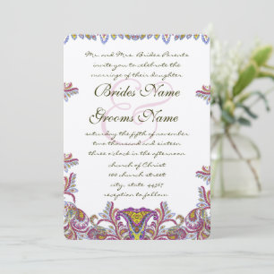 Invitación de boda vintage de pañuelo de seda y mi