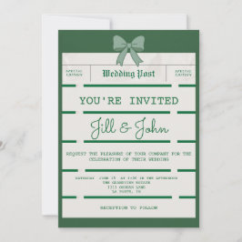 Invitación de boda vintage de periódico con lazo