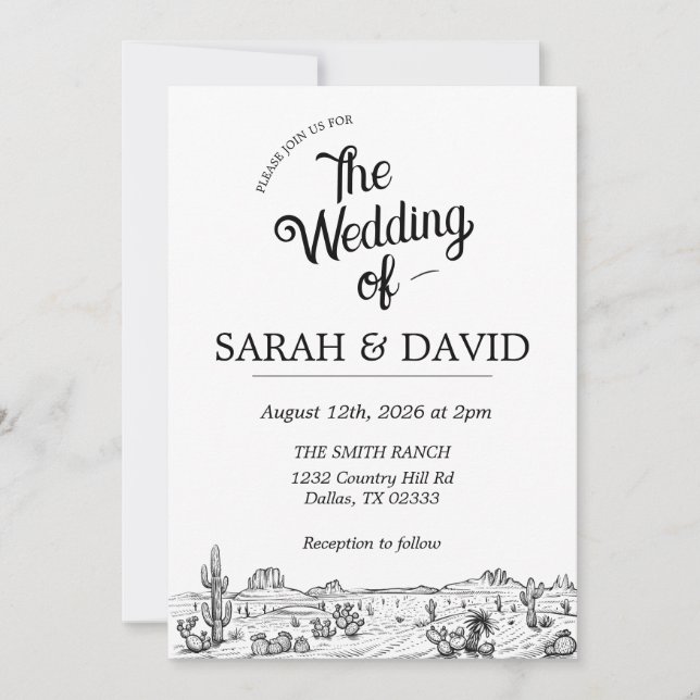 Invitación de Boda Vintage del Oeste (Anverso)