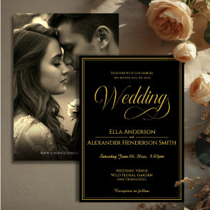 Invitación de boda vintage en negro
